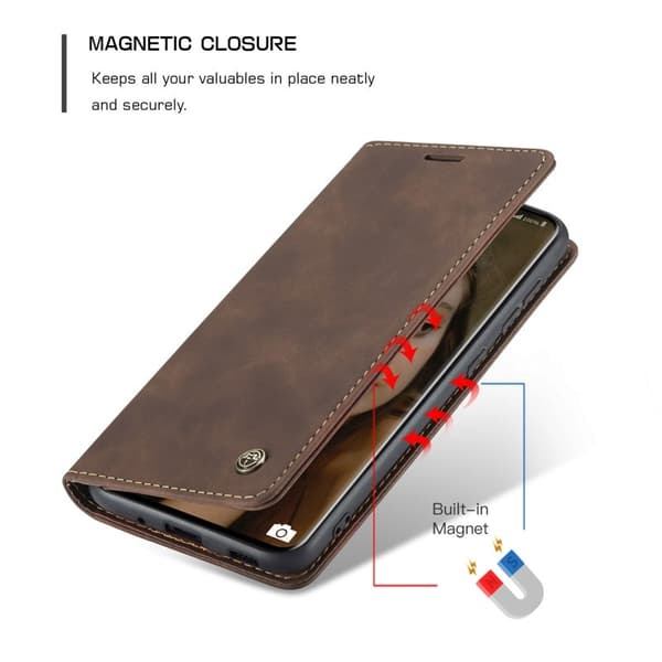 CASEME 013 Flip Leather Plånboksfodral för Samsung Galaxy S20 - Brun