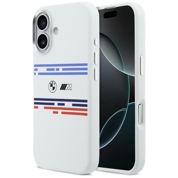 BMW Mobilskal till iPhone 17 MagSafe Silikon Horizontal Line Vit