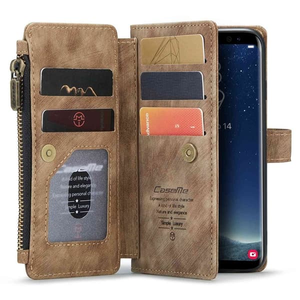 CASEME Konstläder Plånboksfodral för Samsung Galaxy S22+ 5G - Brun