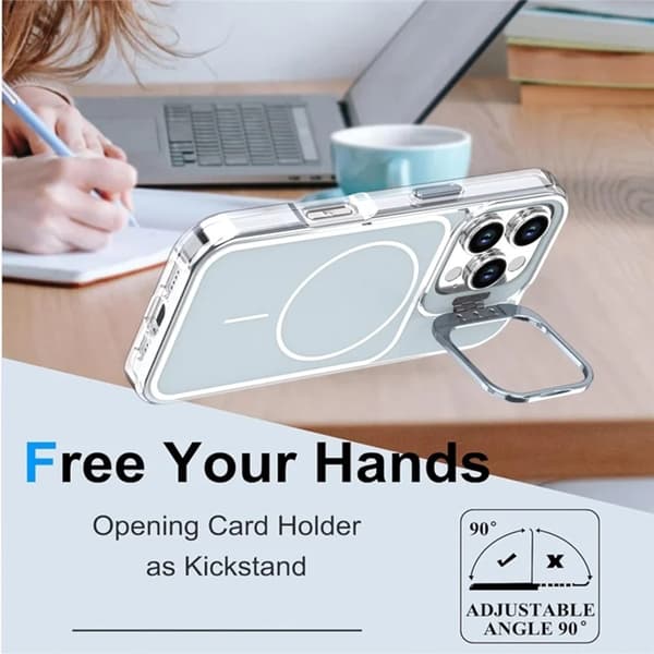 Mobilskal till iPhone 16 Pro MagSafe Lens Kickstand med Handrem - Grå Grå