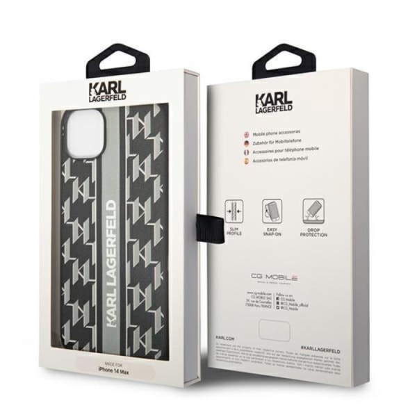 Karl Lagerfeld iPhone 14 etui Monogram Stripe - Sort