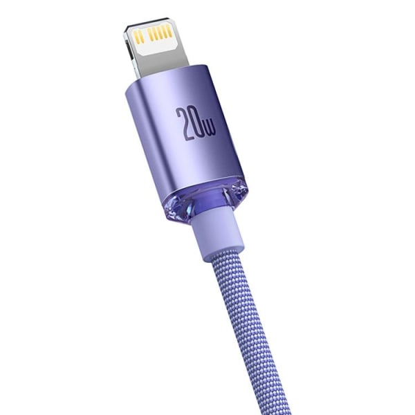Baseus Crystal USB-C - Lightning -kaapeli 20 W 2 m - violetti