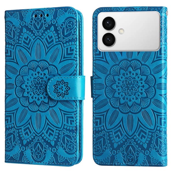 Galaxy S26 Edge Plånboksfodral Sunflower Imprint Konstläder - Blå Blå