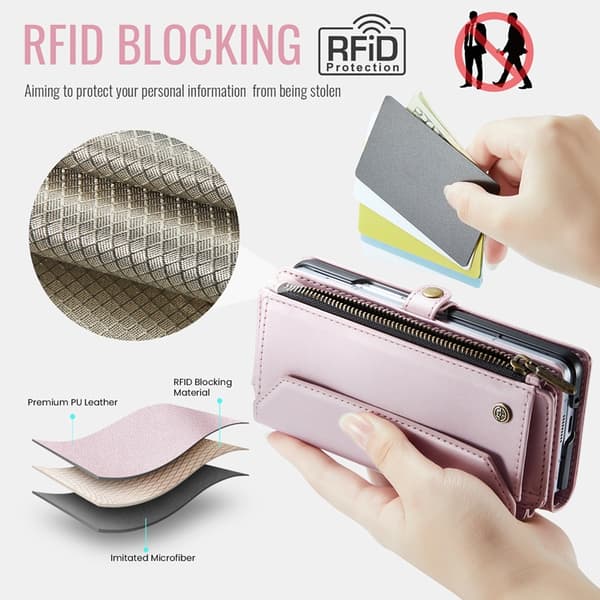 CASEME Galaxy Z Fold 7 Plånboksfodral Med Remmar - Rosa Rosa