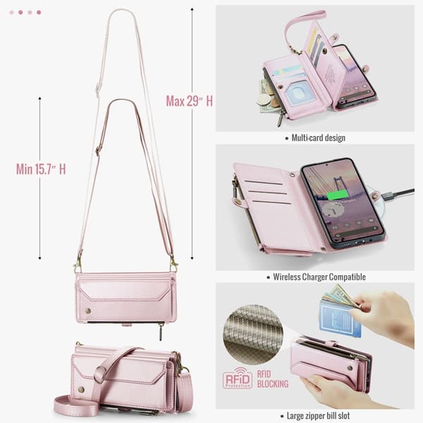 CASEME Google Pixel 10/10 Pro Plånboksfodral RFID Zipper Rosa