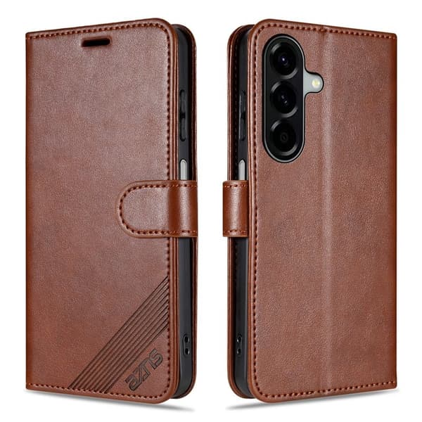 AZNS Samsung Galaxy S25 FE Plånboksfodral Anti-Scratch Konstläder - Brun