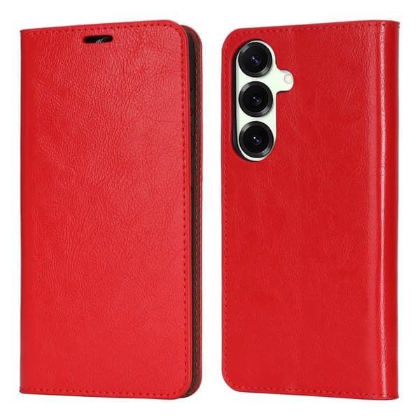 Plånboksfodral för Samsung Galaxy S26 Plus Äkta läder - Röd