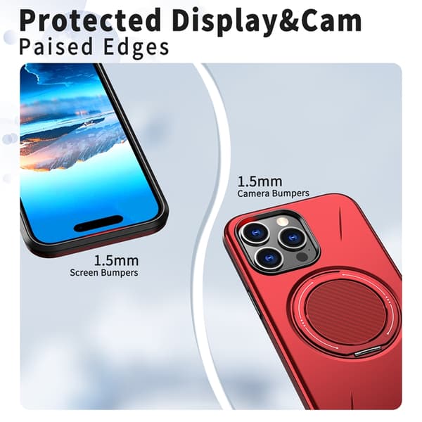 Mobilskal till iPhone 13 Pro MagSafe Rotating Kickstand TPU + PC Röd