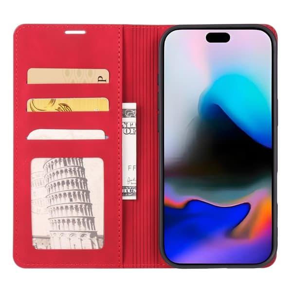 FORWENW iPhone Air Plånboksfodral Konstläder - Röd