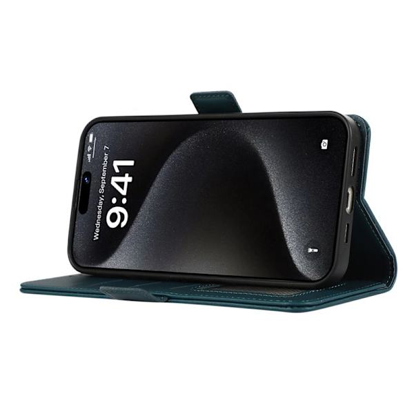 ABEEL iPhone 16 Pro Plånboksfodral Konstläder RFID-Skydd Grön