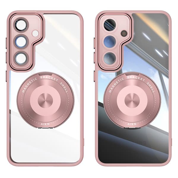 Mobilskal för Samsung Galaxy S26 Magnetiskt PC + TPU med Kickstand - Rosa