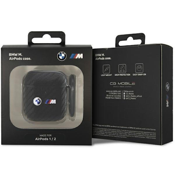 BMW Airpods 1/2 Skal Carbon Double Metal Logo - Svart Svart