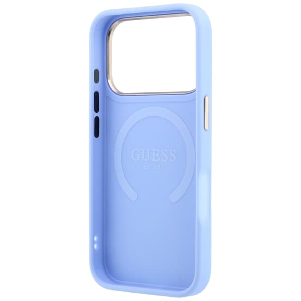 Guess Mobilskal För iPhone 18 Pro Max Magsafe Saffiano Peony - Ljusblå