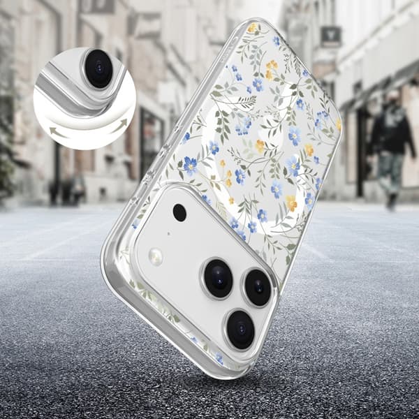 Tech-Protect Mobilskal till iPhone 17 Pro Magsafe Flexair - Spring Flowers Transparent