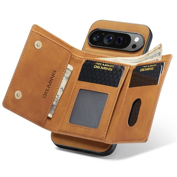 DG.MING M1 Series Mobilskal till Google Pixel 9 Pro XL Kickstand Brun