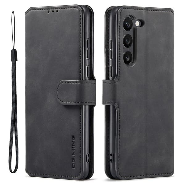 DG.MING Samsung Galaxy S23 Retro Plånboksfodral Konstläder Ställ - Svart