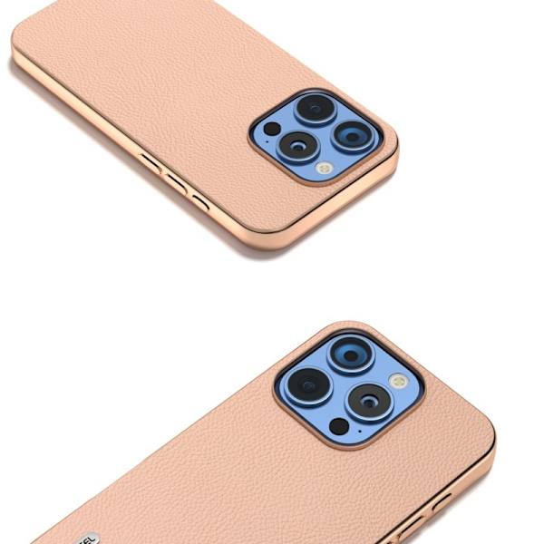 ABEEL iPhone 16 Pro Plånboksfodral Äkta Läder Rosa