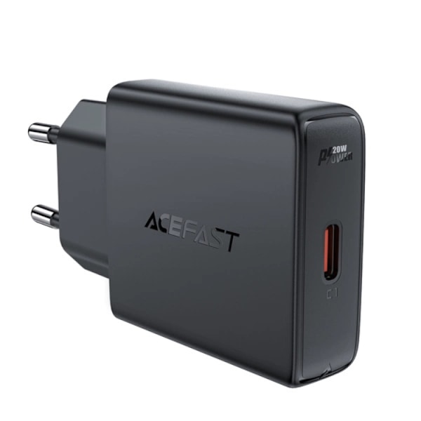 Acefast Väggladdare USB-C 20W GaN - Svart Svart