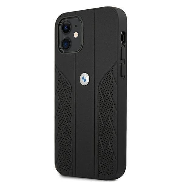 BMW Læder Curve Perforate Skal iPhone 12 mini - Sort Black