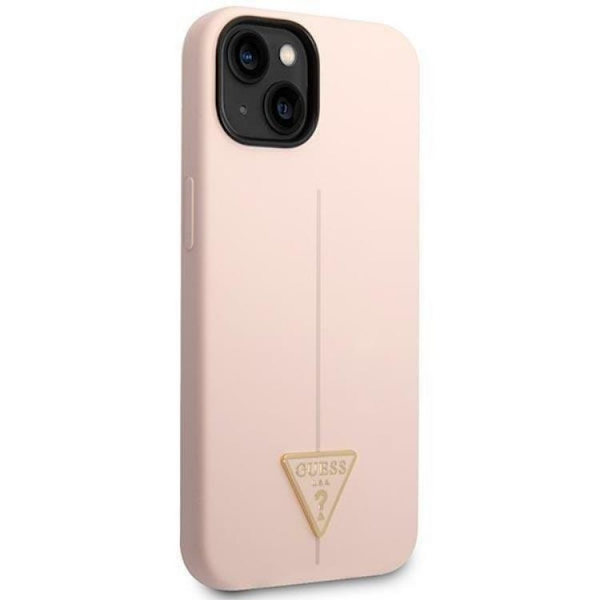 GUESS iPhone 14 Plus -kuori Silicone Triangle - Pinkki Rosa