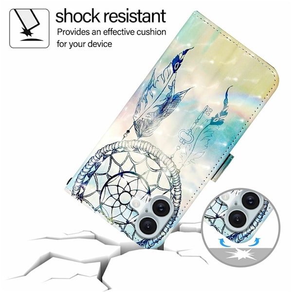 iPhone 16 Plus Plånboksfodral Printing Pattern Med Rem Flerfärgad