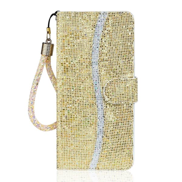 Samsung Galaxy S26 Edge Plånboksfodral Konstläder Glitter - Guld