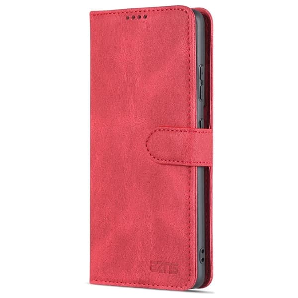AZNS Samsung Galaxy S21 Ultra Plånboksfodral Konstläder - Röd