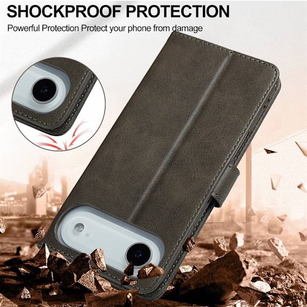 LC.IMEEKE iPhone Air Plånboksfodral Konstläder - Grå