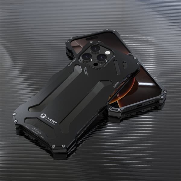R-JUST Mobilskal till iPhone 16 Pro Max Aluminium Legering Svart