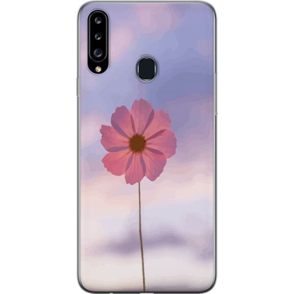 Mobilcover til Samsung Galaxy A20s med lyserød blomst