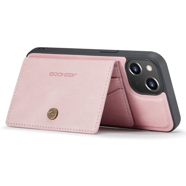 JEEHOOD iPhone 14 Plus Plånboksfodral 2-i-1 Konstläder TPU Roséguld