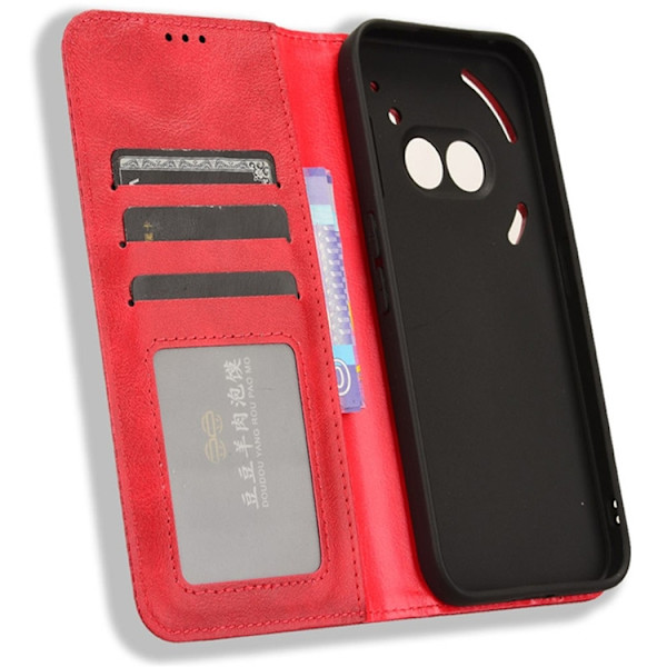 Nothing Phone (2a) Plus Plånboksfodral Retro Kickstand - Röd Röd