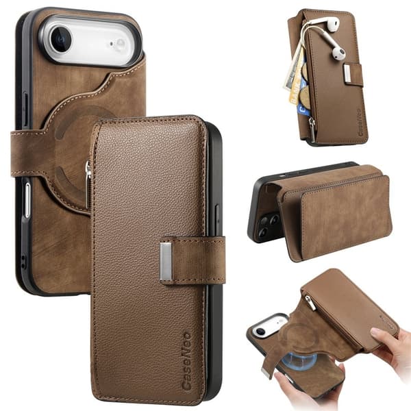 CASENEO MW-02 iPhone Air Plånboksfodral Konstläder - Brun Brun