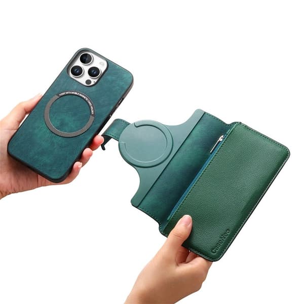CASENEO MW-02 iPhone 16 Pro Max Plånboksfodral Konstläder - Grön