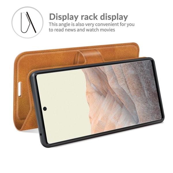 Folio Flip Läder Plånboksfodral Google Pixel 6 - Brun Brun