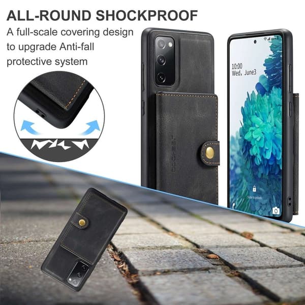 JEEHOOD Samsung Galaxy S20 FE 2022 Konstläder Plånboksfodral - Svart