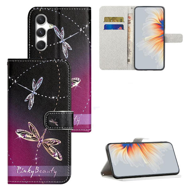 Plånboksfodral för Samsung Galaxy S26 Plus Konstläder - Drakfjäril - Grå