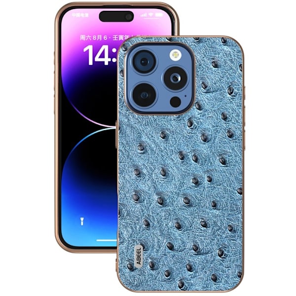 ABEEL Mobilskal till iPhone 16 Pro Max Electroplating Blå Äkta Läder
