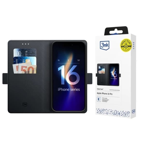 3MK iPhone 16 Pro Max Plånboksfodal - Svart Svart