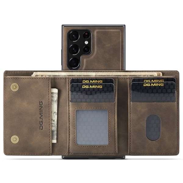 DG.MING 2-in-1 Plånboksfodral Samsung Galaxy S22 Ultra - Brun