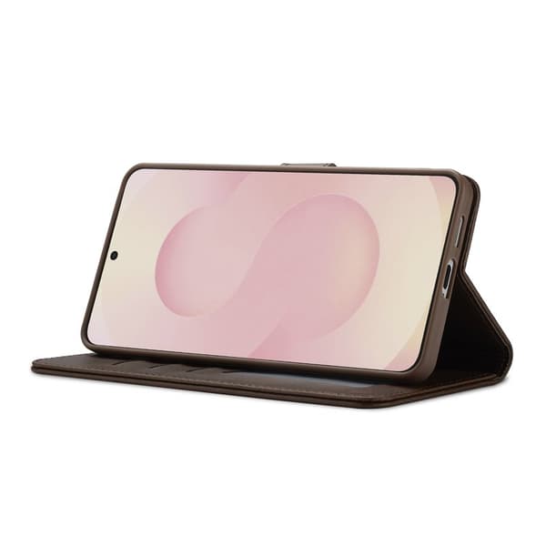 LC.IMEEKE Samsung Galaxy S25 Edge Plånboksfodral Konstläder - Brun