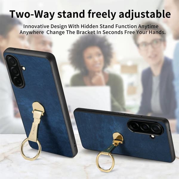 CASENEO Mobilskal för Samsung Galaxy S26 Plus Fällbar Kickstand Konstläder - Blå