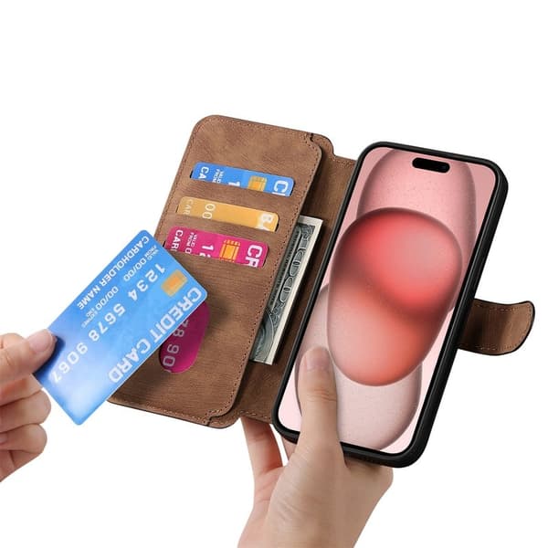CASENEO iPhone 14 Plus Plånboksfodral Konstläder - Brun