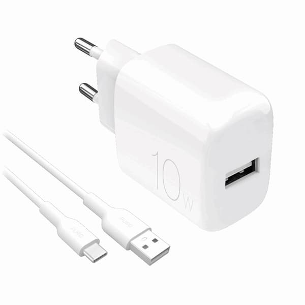 Puro Väggladdare 10W USB-A + USB-A - USB-C Kabel 1.2m Polite
