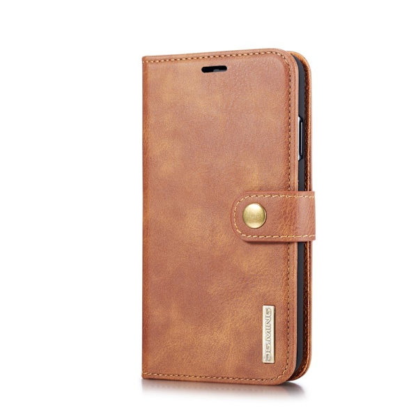 DG.MING iPhone XS Max 2-i-1 Plånboksfodral Äkta läder - Brun