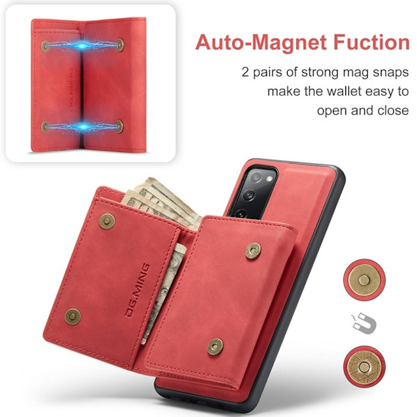 DG.MING M1 Series Magnetisk Tri-Fold Plånboksfodral Röd