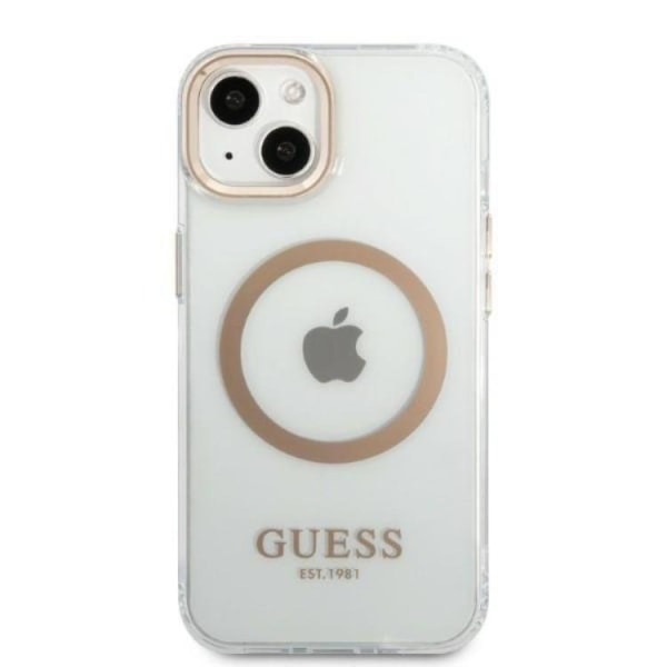 Guess iPhone 13 Cover Magsafe Metal Outline - Guld