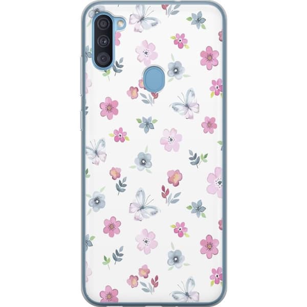 Mobilcover til Samsung Galaxy A11 med blomster og sommerfugle