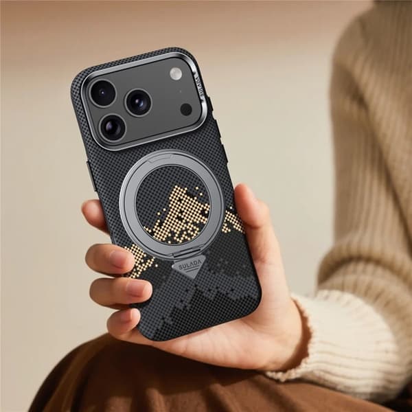 SULADA Mobilskal iPhone 17 Pro Magsafe 360° Rotating Ringhållare - Röd
