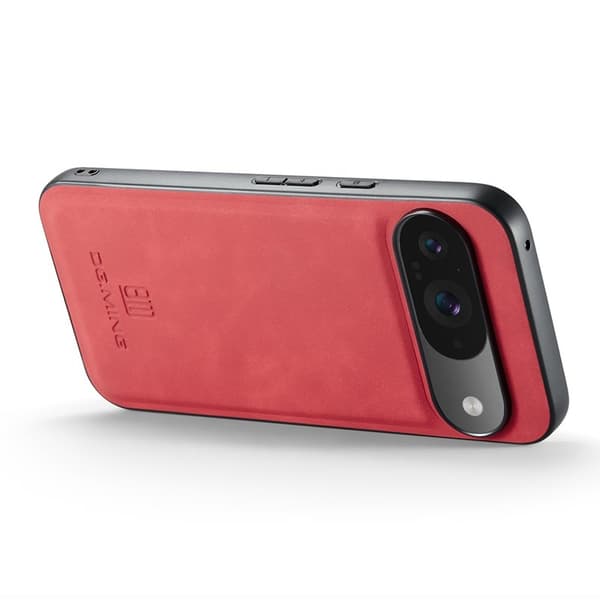 DG.MING Mobilskal till Google Pixel 10 Pro PU Läder Hybrid Röd